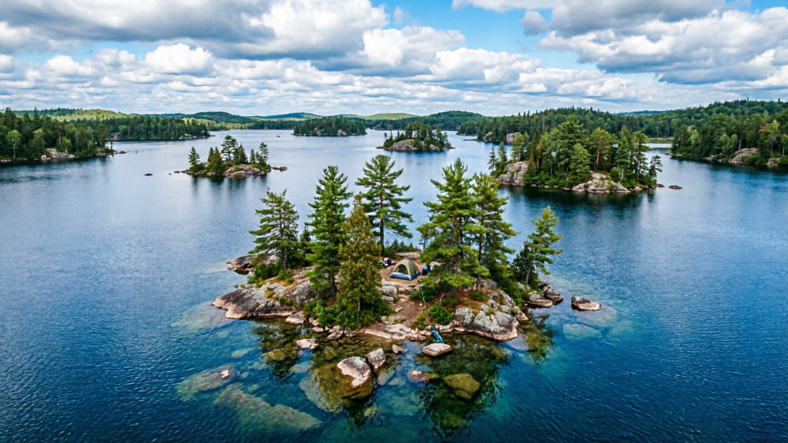 Canoe camping destination — Boundary Waters wilderness with island campsite