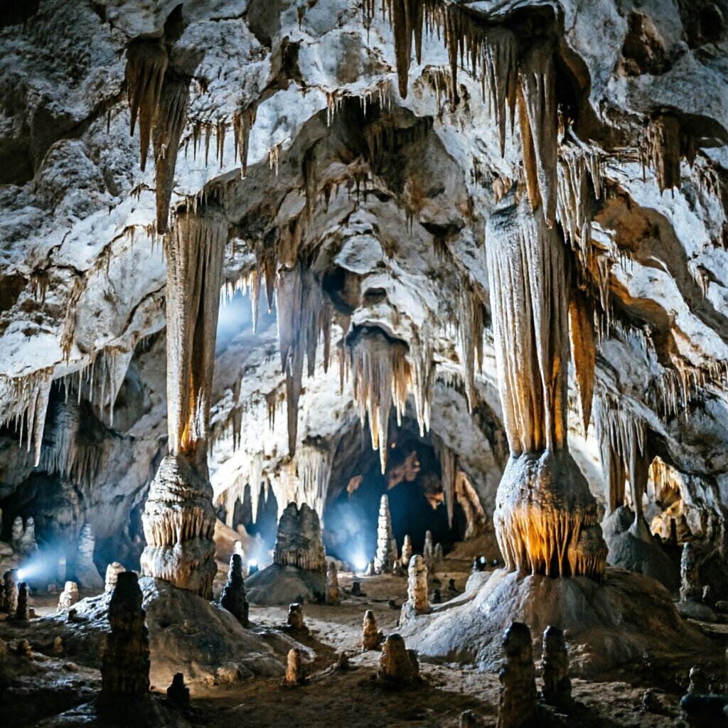 Carlsbad Caverns — the Big Room with stalactites and stalagmites